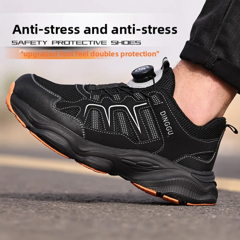 Calzado de seguridad laboral para hombre, resistente a impactos y perforaciones, con puntera de acero, tejido ligero y protección Flykned.