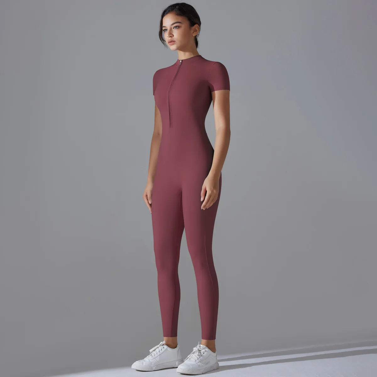 Women Zipper Bodysuits Fitness Sports Bodysuit Yoga Suit Breathable Quick Drying Sports Yoga Clothing Women Gym Push Up Workout