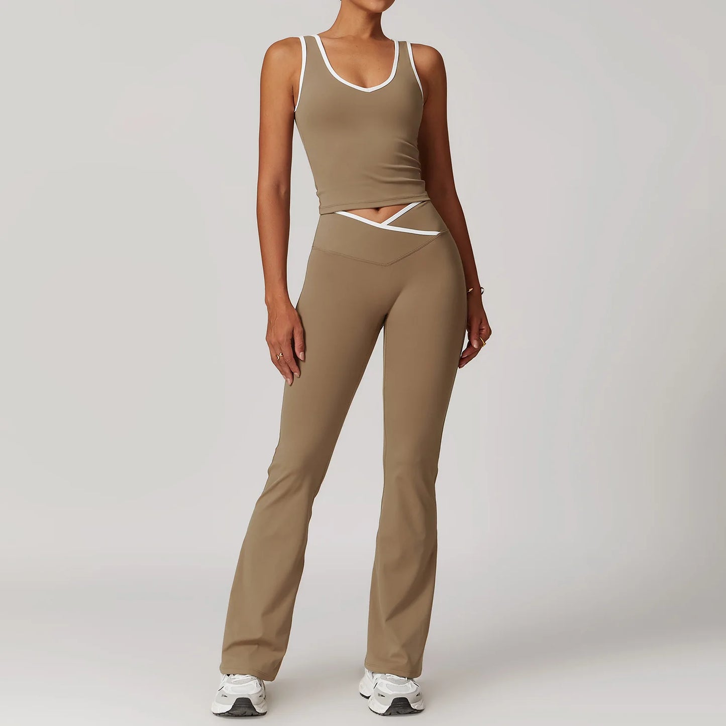 Conjunto de yoga de 2 piezas, ropa deportiva para entrenamiento, chándal de gimnasio, leggings de cintura alta, sujetador deportivo, ropa deportiva para mujer