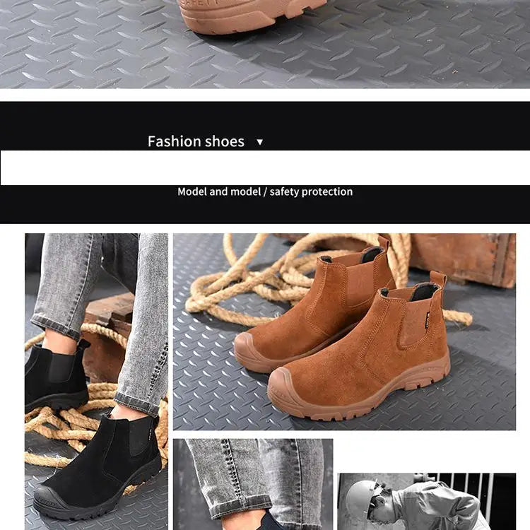 Anti Smashing And Anti Piercing Suede Safety Shoes Men's Steel Toe Cap Protection Work Shoes Fashion Scarpe Antinfortunistiche