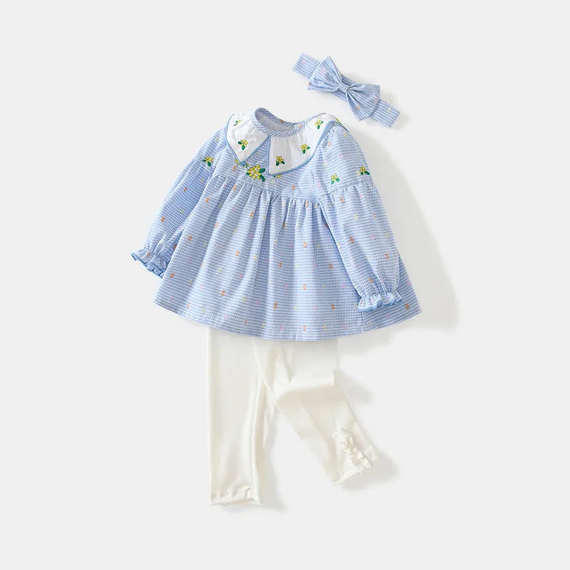 Ropa infantil, ropa de otoño para niñas, conjunto de flores bordadas para niñas, leggings, ropa infantil, ropa de primavera y otoño