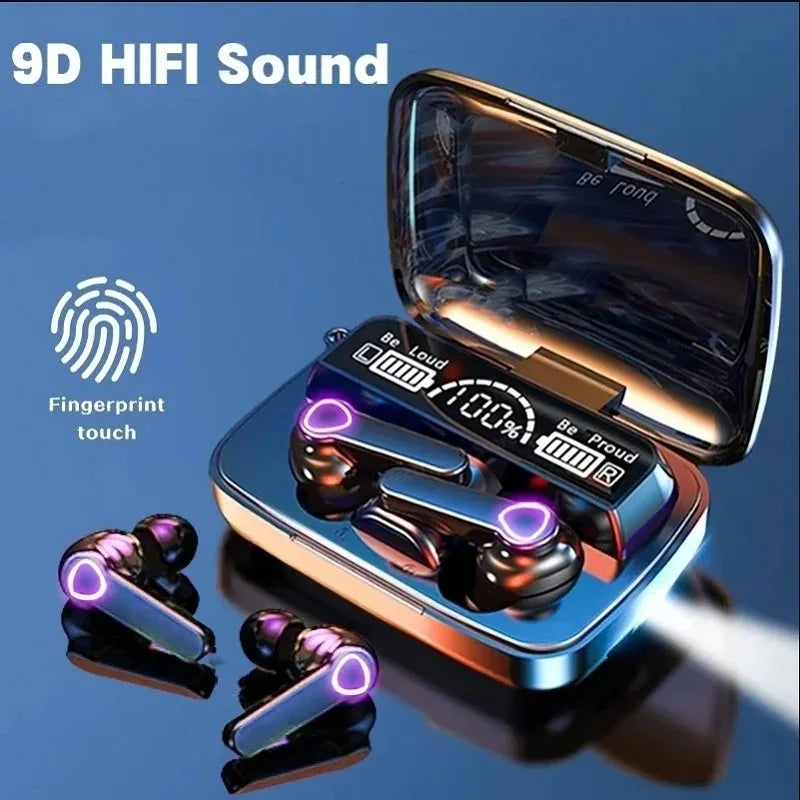 Auriculares Bluetooth M19 inalámbricos TWS para juegos, con cancelación de ruido, táctiles, intrauditivos, mini auriculares con batería externa de emergencia