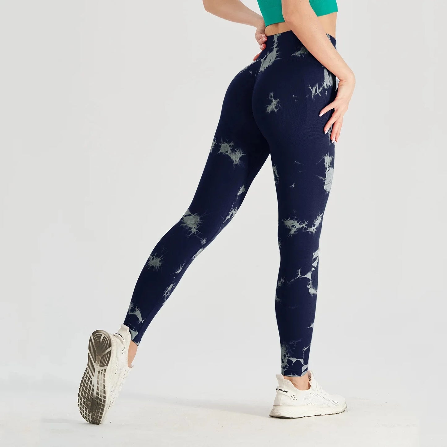 Pantalones de yoga sin costuras, gruesos, ajustados, de talle alto, deportivos, teñidos en lana, con efecto melocotón en los glúteos, largos y ceñidos, para hacer ejercicio.