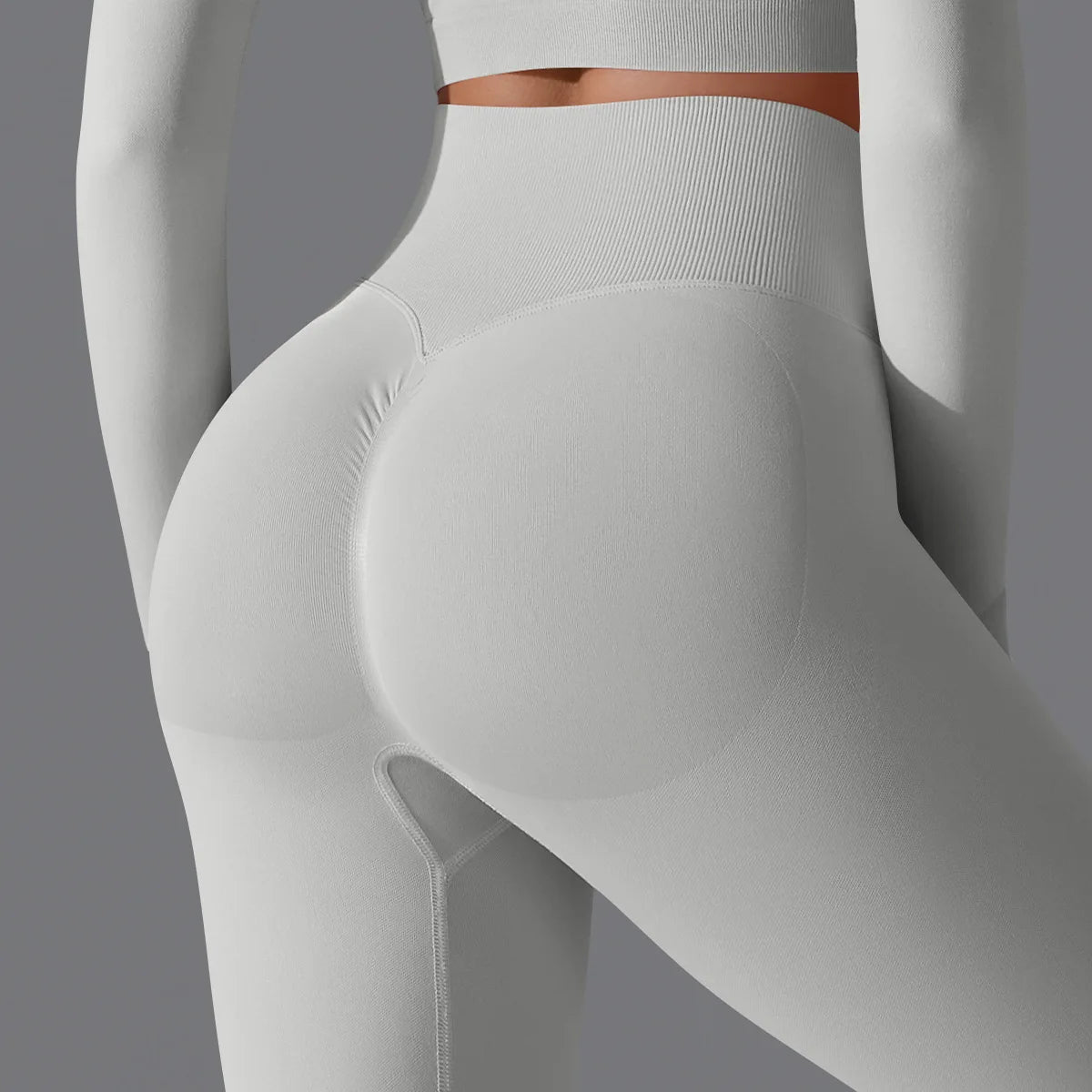 Leggings deportivos de yoga para mujer, sin costuras, cintura alta, elásticos, color sólido, para gimnasio, correr, secado rápido, realce y efecto moldeador.
