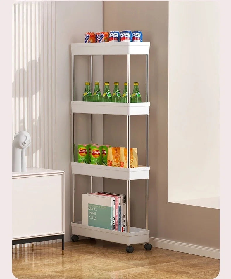 Estante de baño con ruedas 2025, carrito multiusos con ruedas de 4 niveles, organizador de baño, carrito multiusos