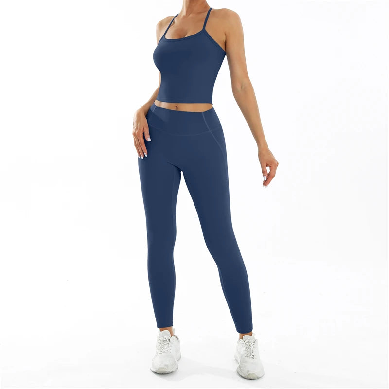 Conjunto deportivo Nude Feel Fitness para mujer, chándal sexy para yoga, ropa deportiva para gimnasio, leggings y ropa interior, ropa de entrenamiento para mujer