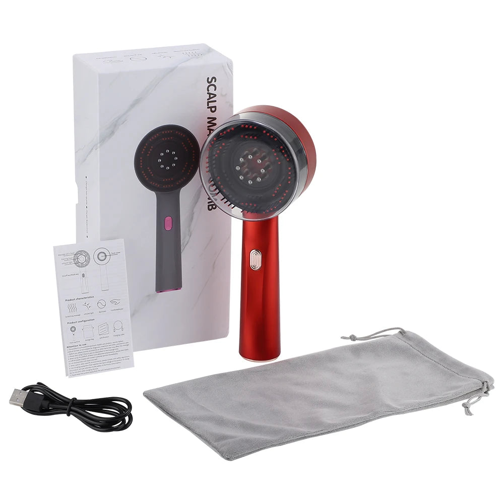 Cepillo eléctrico para el crecimiento del cabello con luz infrarroja, masajeador de puntos de acupuntura para el cuero cabelludo, peines depuradores para ejercicios anticaída.