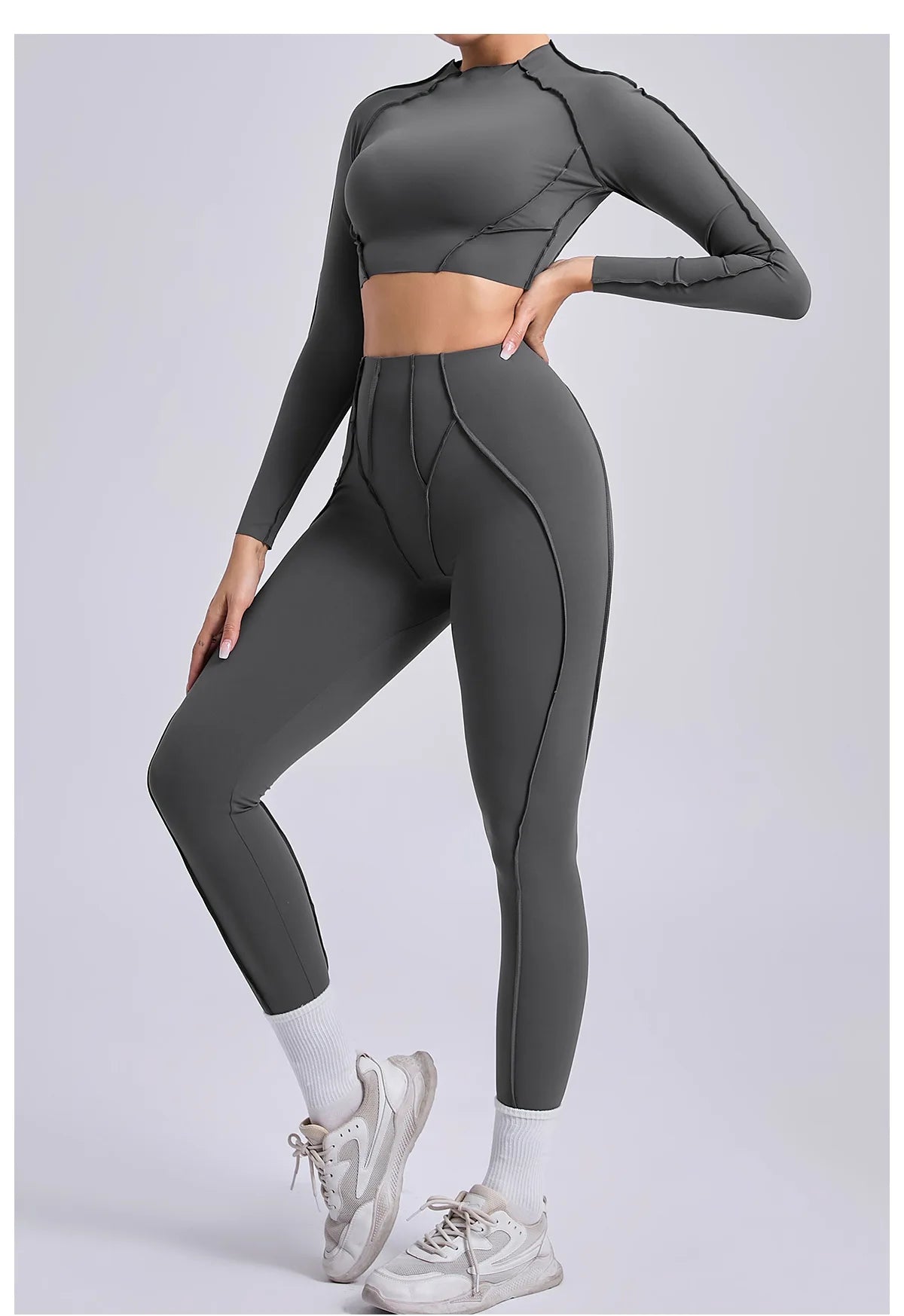 Yoga Set Workout Tracksuits 2 Pieces Gym Clothes Sportswear Yoga Suits For Women Fitness Set Sports Long Sleeved Gym Leggings