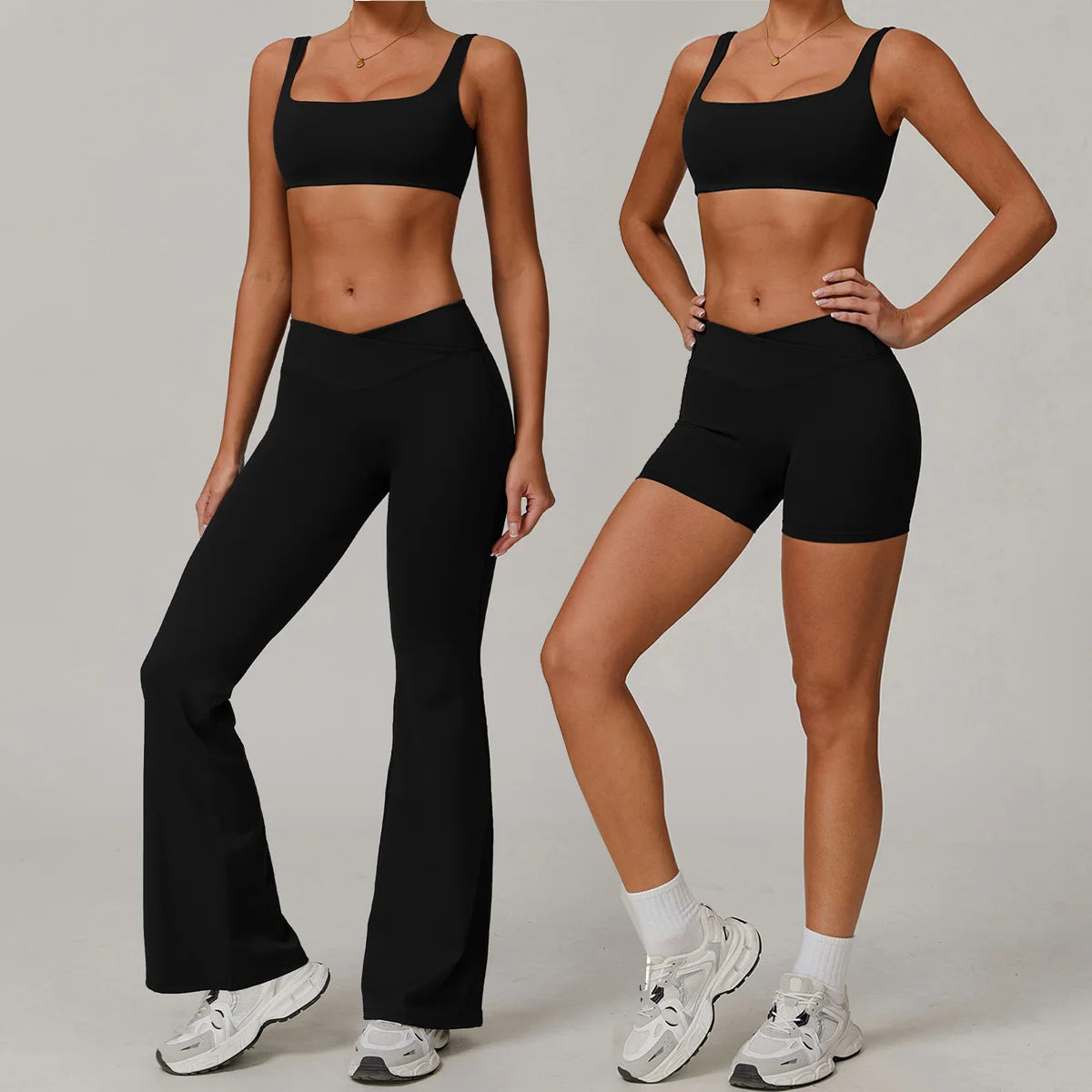 Nuevo conjunto de yoga para mujer, ropa deportiva para gimnasio, sujetador deportivo y pantalones cortos, conjuntos de leggings, atuendos de sensación desnuda, ropa deportiva femenina, chándal