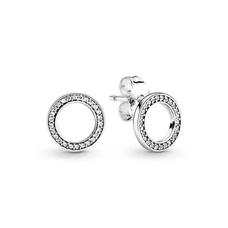 Pendientes de plata 925 con forma de corazón infinito y lazo brillante, originales, para mujer, regalo, joyería fina, 2025