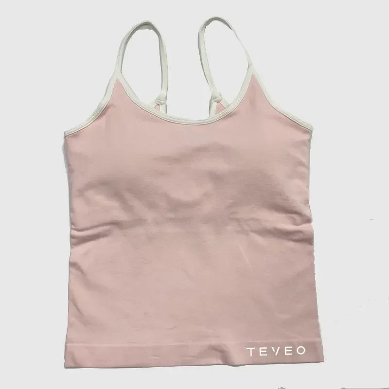 TEVEO - Pantalones cortos deportivos de yoga para mujer, pantalones deportivos elásticos para fitness y ciclismo, conjunto de sujetador de yoga corto Ignite Sculpt Scrunch, leggings