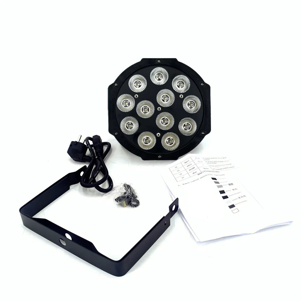 Nueva luz LED Par de 12 x 18 W RGBWAUV con control de DJ, equipo de iluminación de discoteca con 8 canales DMX 512, iluminación de escenario LED