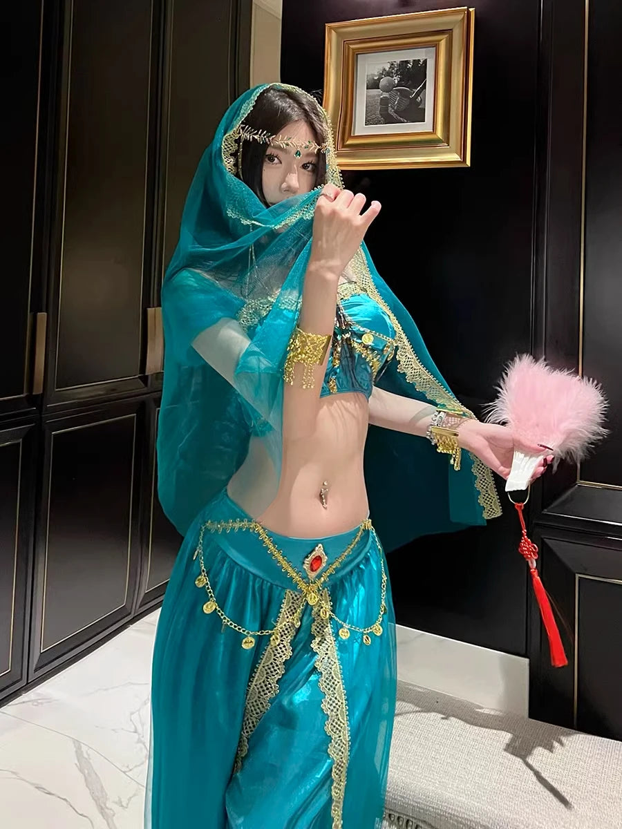 Role Playing Sexy Western Region Dancer Peacock Princess Greek Goddess Costume Hot Egyptian Indian Dancer Exotic Costume Stage