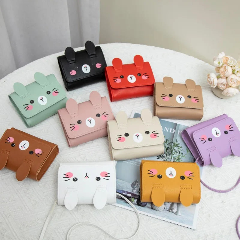 Accesorios para niños, bolso bandolera pequeño con diseño de conejo, bolso bandolera pequeño para niñas, monedero pequeño con dibujos animados para niños y niñas.