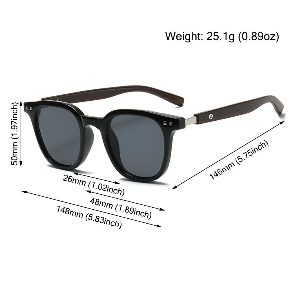 Gafas de sol modernas con vetas de madera retro para mujeres y hombres, nuevas gafas de sol con montura cuadrada, protección UV, gafas de ciclismo para exteriores y calle.
