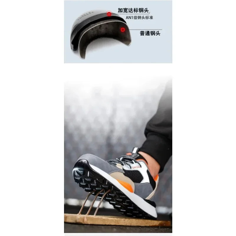 Zapatos de trabajo para hombre nuevos, con punta de acero, antigolpes y antipuñalamientos, transpirables y antideslizantes.