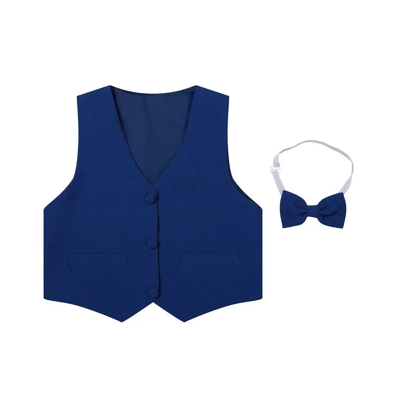 Conjunto de ropa formal de moda para bebé: chaqueta, camisa, chaleco, pajarita y pantalón, 5 piezas, para fiesta, de 0 a 2 años