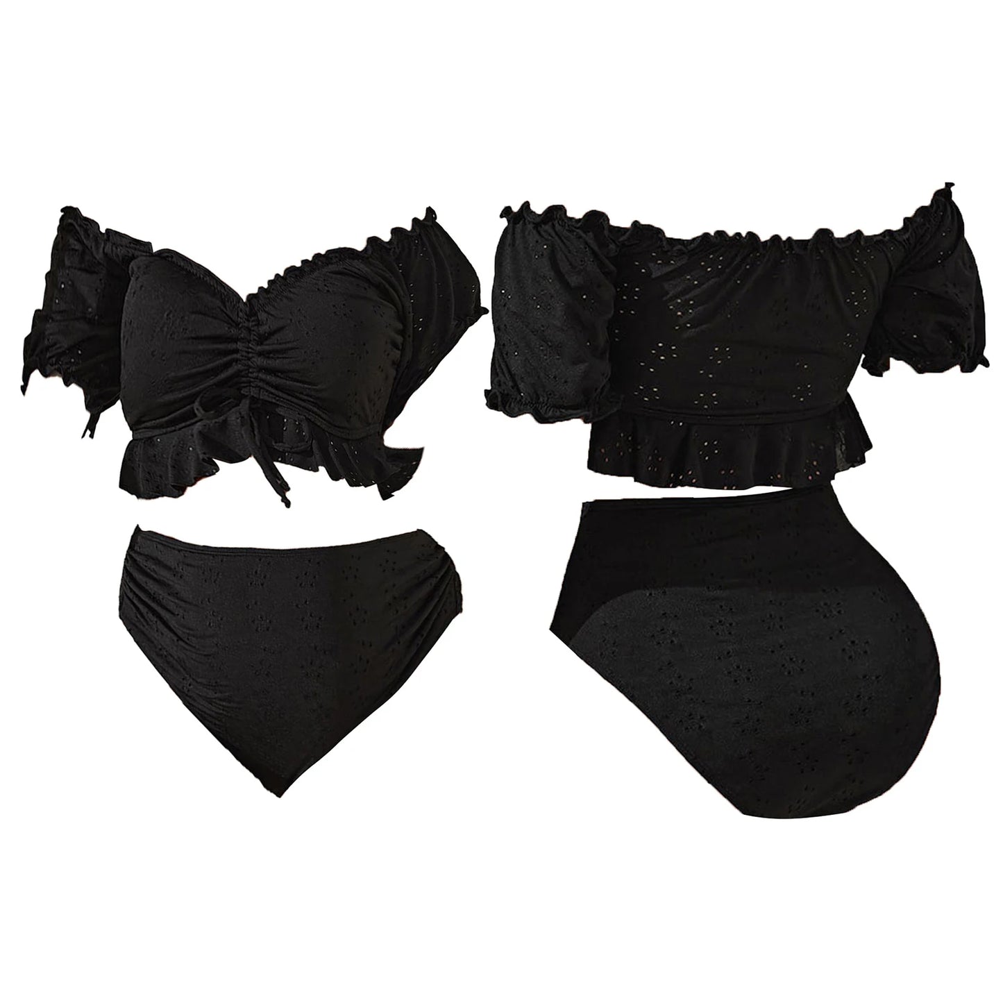 Conjunto de bikini de maternidad de 2 piezas, traje de baño con hombros descubiertos y volantes, top corto con braguita, para embarazadas, vacaciones en la playa, para tomar el sol.