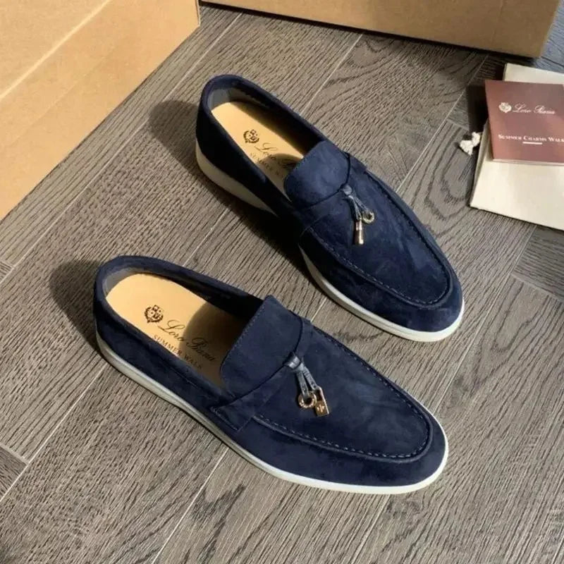 Mocasines planos unisex sin cordones para parejas, informales, de piel de oveja, con suela plana, para el tiempo libre, con punta redonda, de TPR, para primavera y otoño