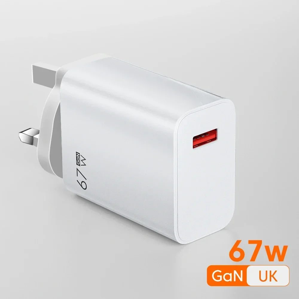 Cargador USB de carga rápida de 67 W con cable tipo C de 6 A para Xiaomi 14 Ultra Pro, Redmi Note 13 Pro, X5, F5 Pro y adaptador de pared para teléfono móvil.