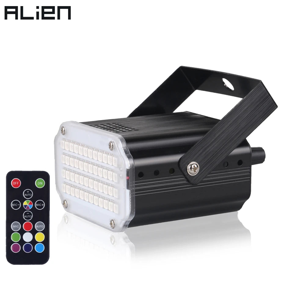 ALIEN 48 RGB UV LED DJ Disco Sonido Activado Efecto de Iluminación de Escenario Fiesta Vacaciones Club Luces Estroboscópicas Flash con Control Remoto