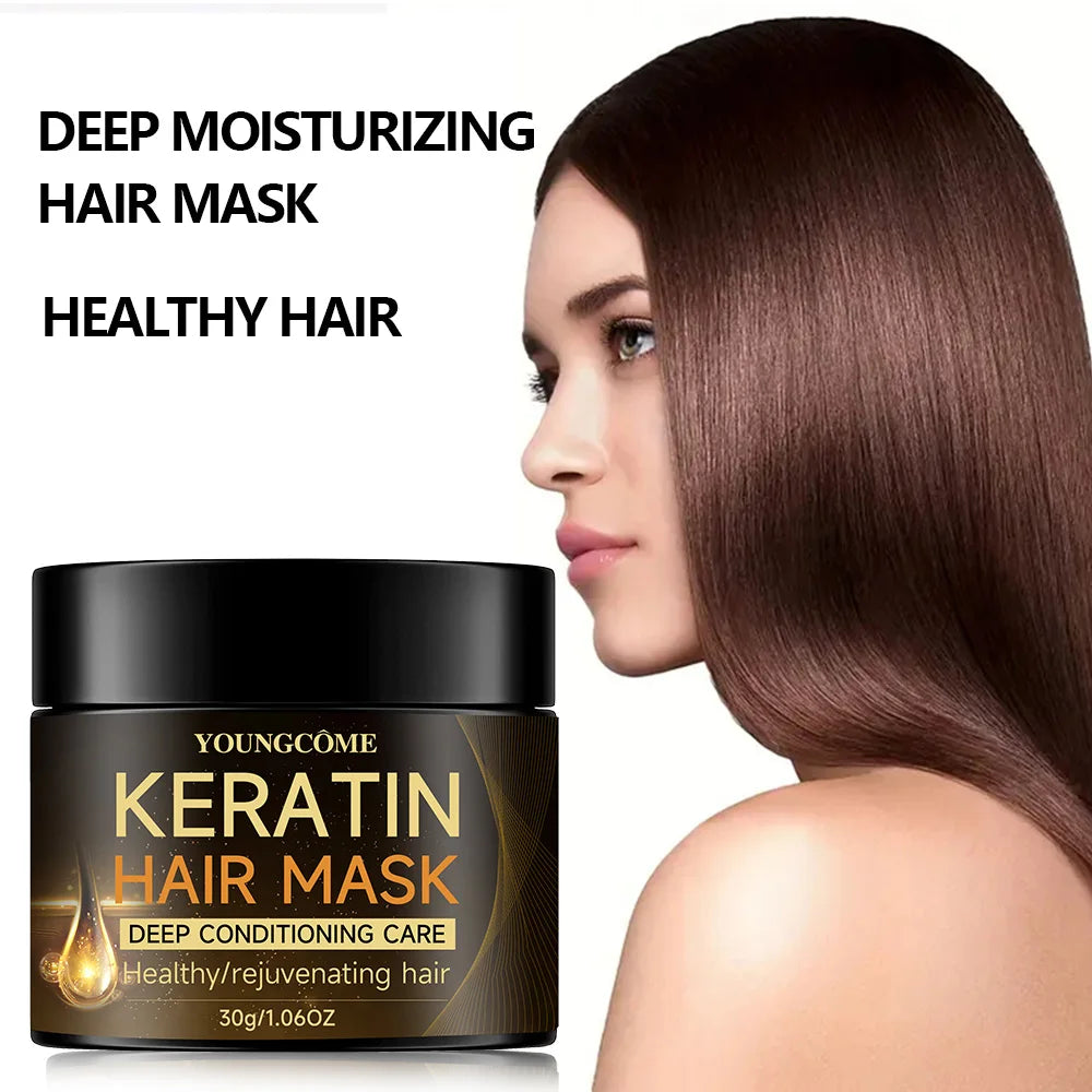 Mascarilla capilar de queratina, hidratante, acondicionador, suave, suave, antifrizz, cuidado del cabello dañado, reparación, restauración del brillo del cabello dañado, mascarilla capilar