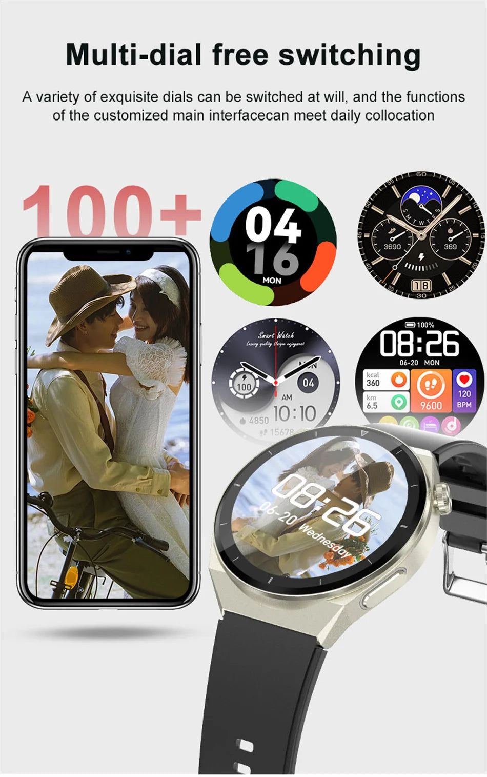 Reloj inteligente con tratamiento láser para hombres, dispositivo con ECG, PPG, frecuencia cardíaca, azúcar en sangre, monitor de salud, para Android e iOS, 2024
