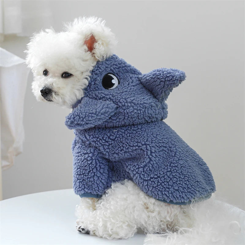 Ropa de forro polar súper suave para mascotas, para otoño e invierno, cálida y de felpa, para perros de cuatro patas, con diseño de dinosaurio, unicornio y gato.