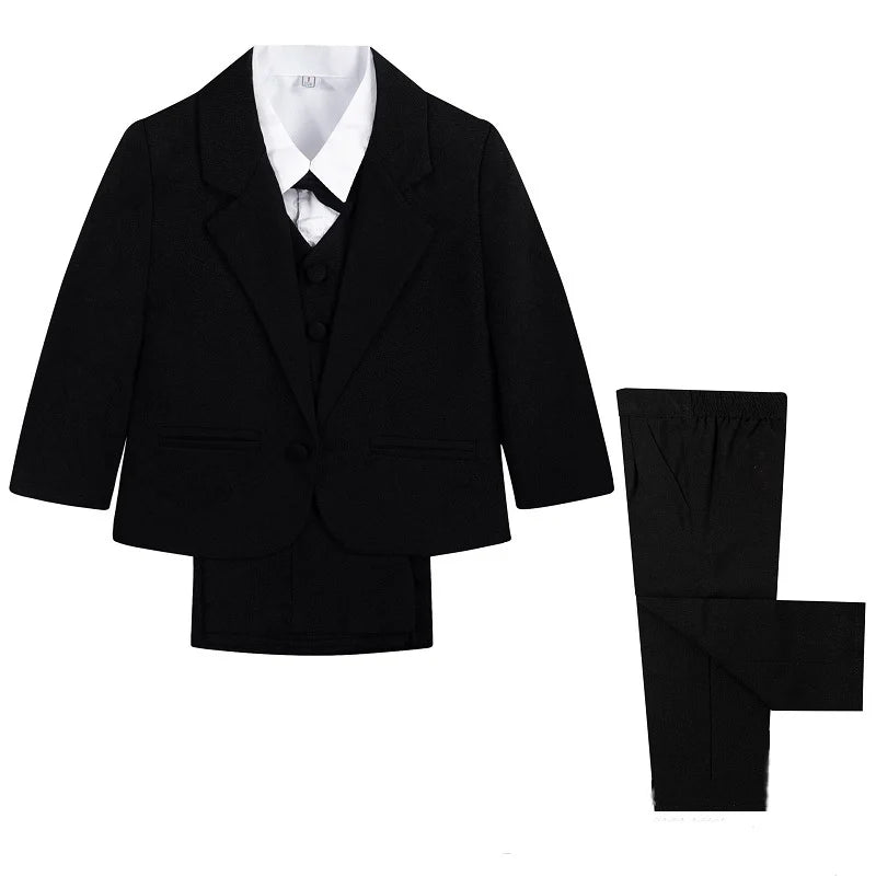 Conjunto de ropa formal de moda para bebé: chaqueta, camisa, chaleco, pajarita y pantalón, 5 piezas, para fiesta, de 0 a 2 años