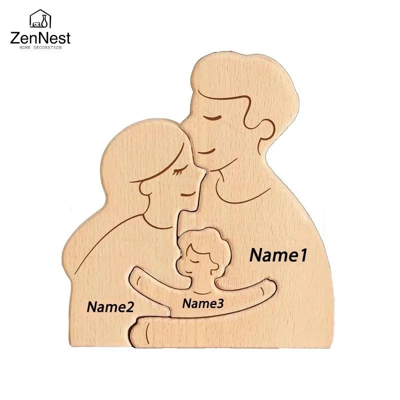 Decoraciones de madera con nombre personalizado, rompecabezas personalizados, decoraciones cálidas para el hogar, regalos cálidos para el Día de la Madre y el Día del Padre.