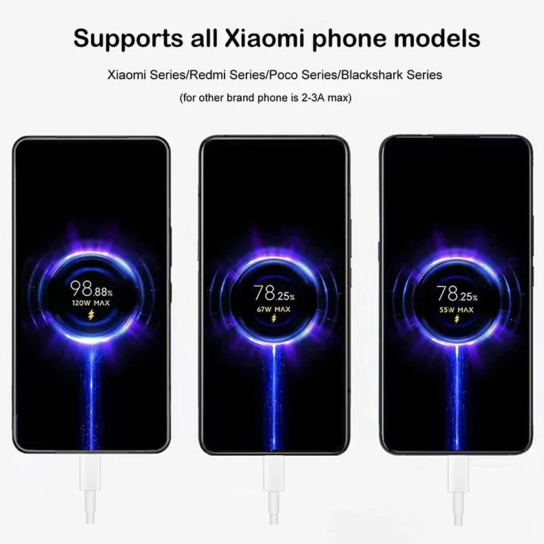 Cable de carga rápida USB Turbo original de 120 W para Xiaomi Mi 17, 15, 14, 13, 12 y 11, cable tipo C de 6 A y 67 W, Redmi Note 10, 9, 8, 7 Pro, K70 y Poco