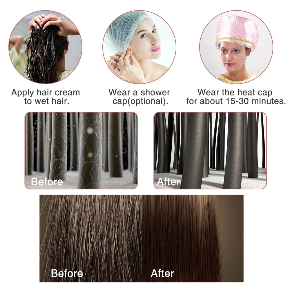 Gorro térmico para el cabello, gorro térmico para tratamiento del cabello, gorro de vapor para el cabello, gorro de enfermera para el cabello, gorro para el cuidado del cabello, enchufe europeo