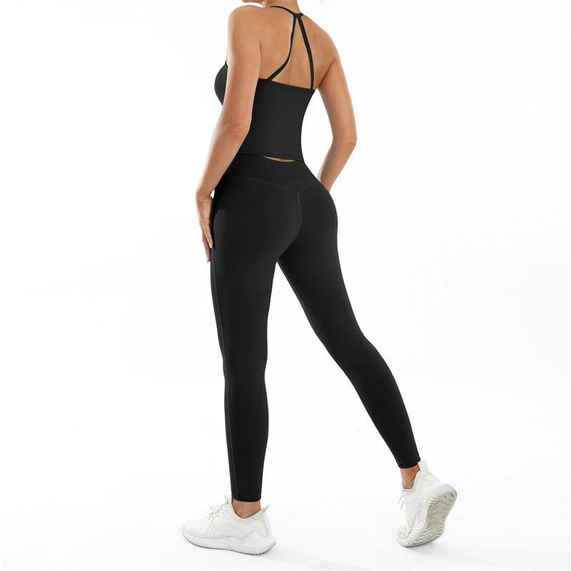 Conjunto deportivo Nude Feel Fitness para mujer, chándal sexy para yoga, ropa deportiva para gimnasio, leggings y ropa interior, ropa de entrenamiento para mujer