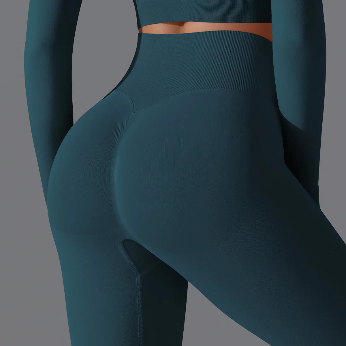 Leggings deportivos de yoga para mujer, sin costuras, cintura alta, elásticos, color sólido, para gimnasio, correr, secado rápido, realce y efecto moldeador.