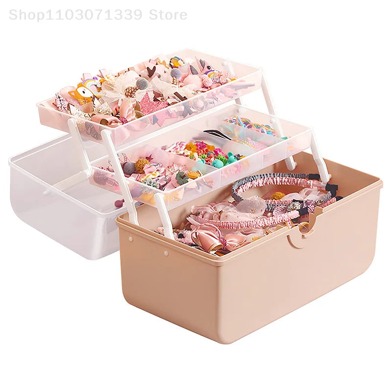 Caja de almacenamiento de accesorios para el cabello para niños, cuerda para la cabeza de bebé, horquilla, banda de goma, organizador de joyas para la cabeza, linda caja de joyería para niña