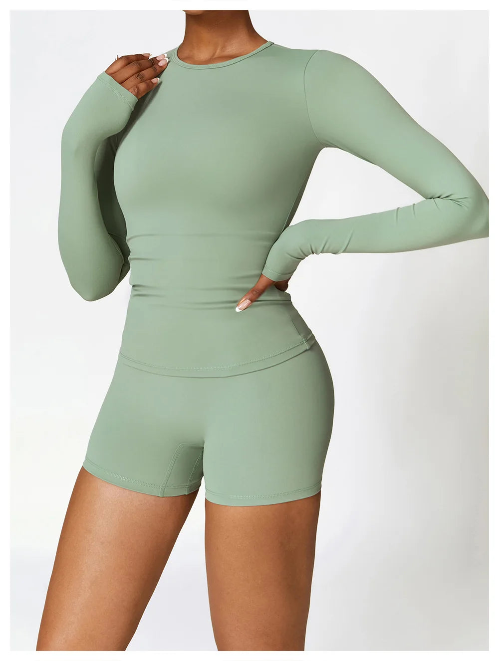 2PCS Seamless Yoga Set Women Workout Set Sportswear Gym Clothing Fitness Long Sleeve Crop Top High Waist Leggings Sports Suits