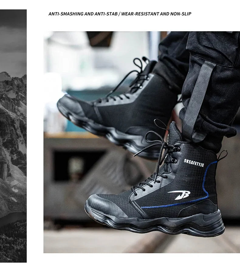 2024 Nuevos zapatos de seguridad para hombre, botas altas de trabajo, zapatillas de trabajo con puntera de acero, botas de trabajo antigolpes y a prueba de pinchazos, zapatos indestructibles