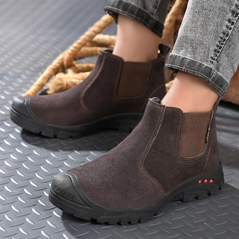 Anti Smashing And Anti Piercing Suede Safety Shoes Men's Steel Toe Cap Protection Work Shoes Fashion Scarpe Antinfortunistiche