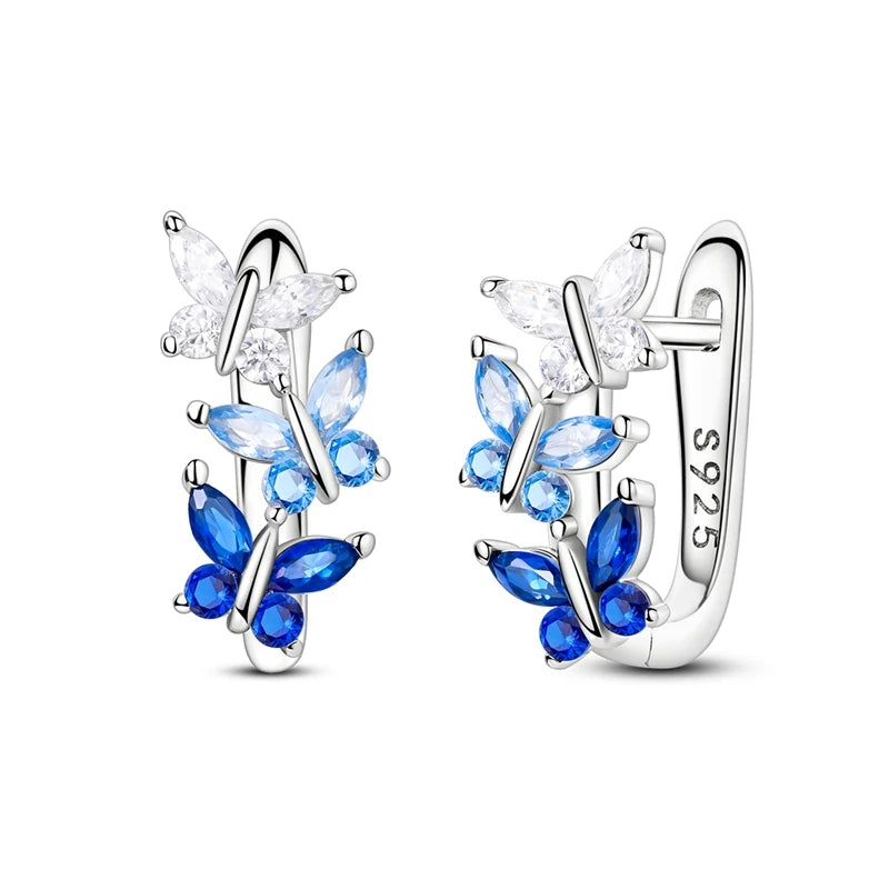Pendientes de plata de ley 925 con diseño de mariposa, abeja, mariquita y flor de arcoíris para mujer, joyería de moda para fiestas de cumpleaños, regalos