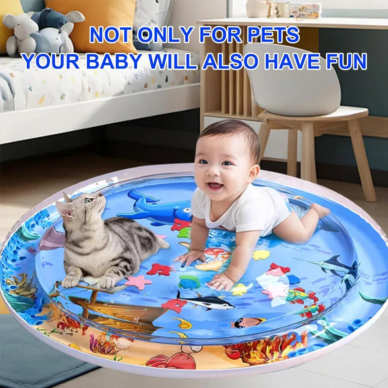 Esterilla de agua sensorial inflable gruesa para gatos, suministros para mascotas, esterilla de limpieza y refrigeración, accesorios de verano para gatos.