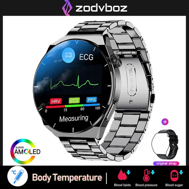 Reloj inteligente con tratamiento láser para hombres, dispositivo con ECG, PPG, frecuencia cardíaca, azúcar en sangre, monitor de salud, para Android e iOS, 2024