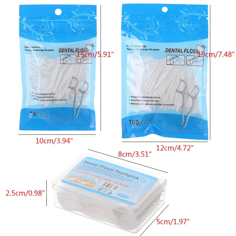 50/100 piezas de palillos de hilo dental, palillos de dientes, cepillos interdentales para limpieza dental, herramienta de higiene bucal.