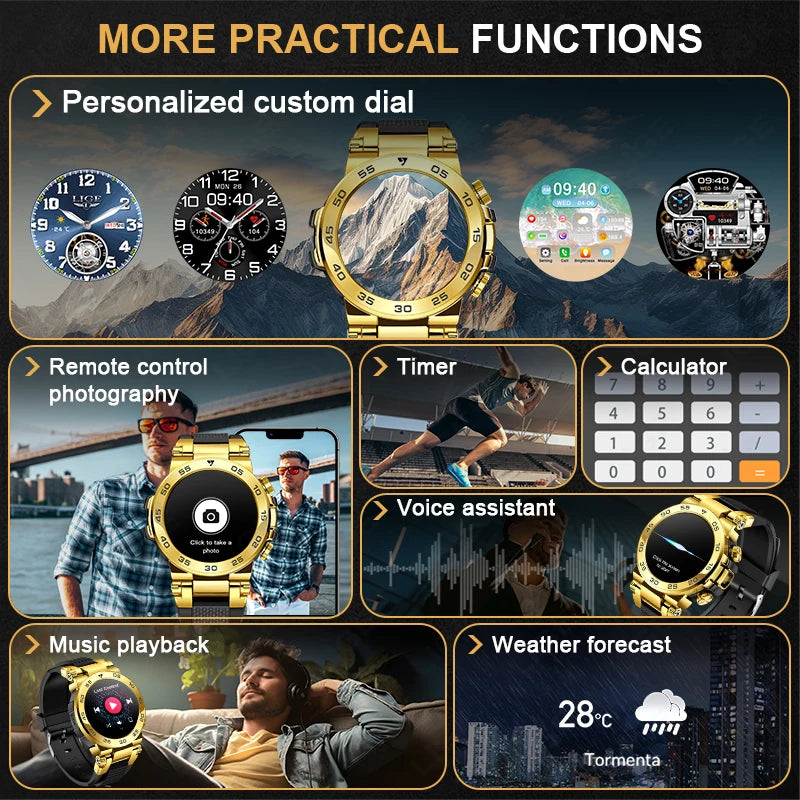 Nuevo reloj inteligente de negocios para hombre, pulsera impermeable de moda, reloj deportivo de lujo con monitor de ritmo cardíaco y sueño, reloj inteligente militar.