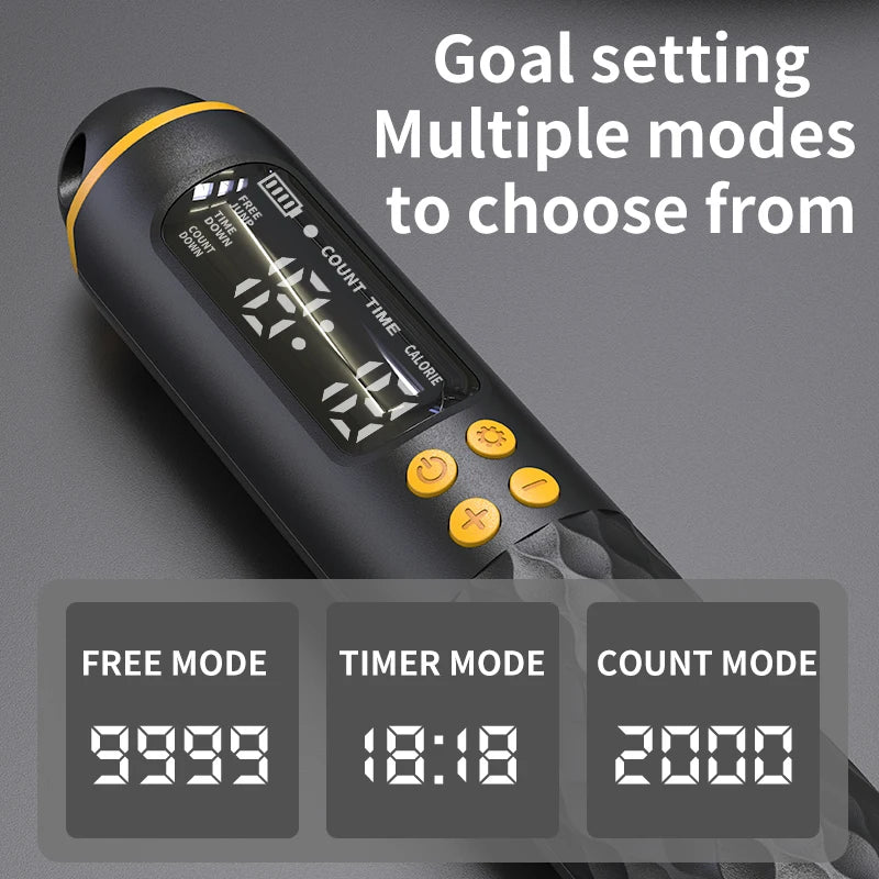 Cuerda de saltar con tecnología electrónica recargable por USB, cuerda de alambre ajustable, contador de calorías inalámbrico digital.