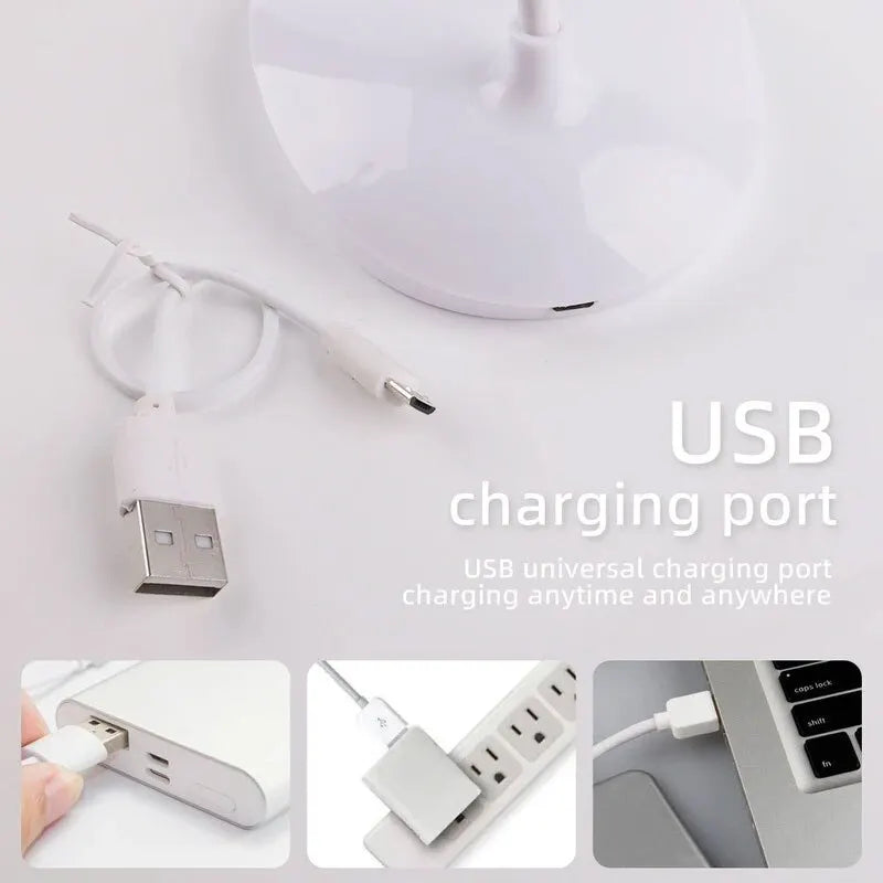 Lámpara de escritorio LED recargable por USB, luz de noche para dormitorio, lámpara de lectura para estudiantes, protección ocular
