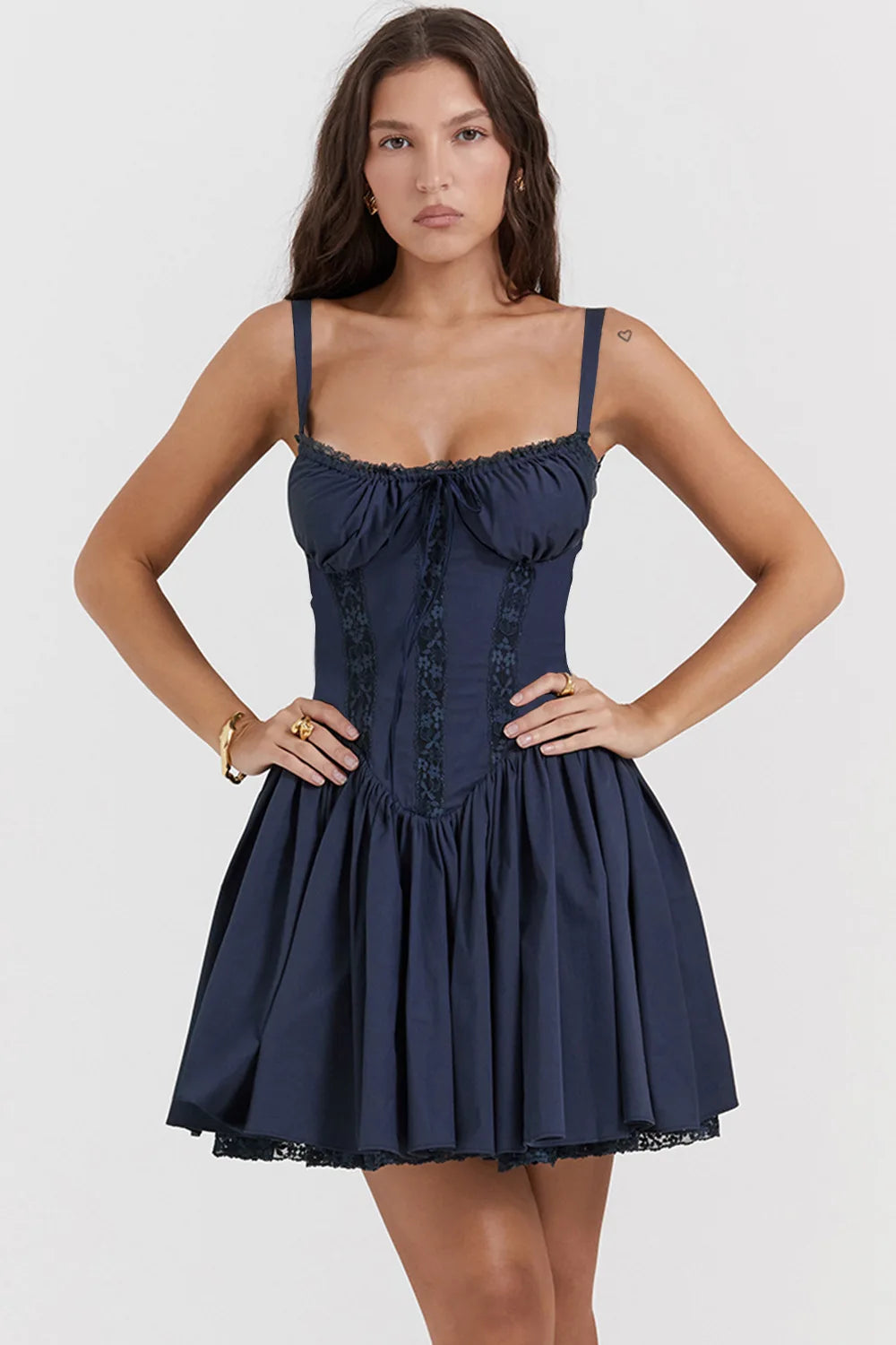 Sexy Lace Floral Corset Short Dress Elegant Women's White Yellow Sundress Female High Waist Mini Sun Dresses Summer 2025 New In