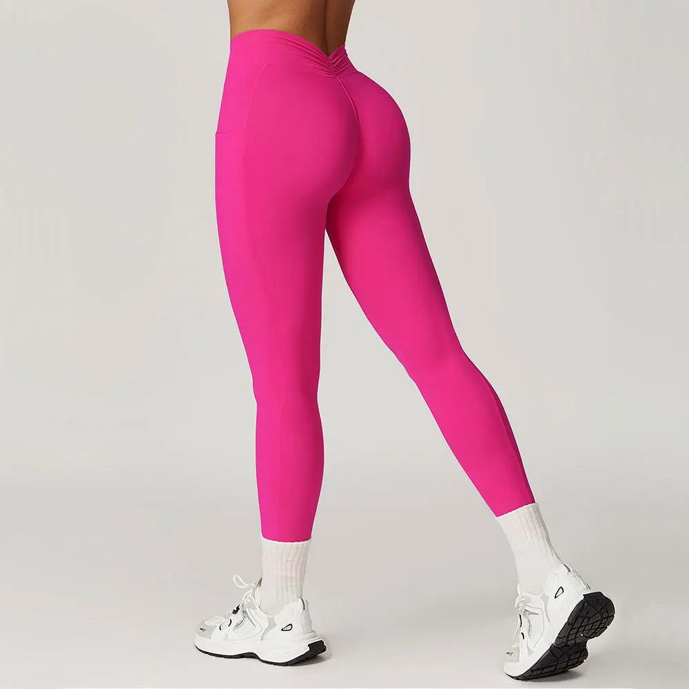 V-shaped Back Yoga Pants High Waist Leggings Gym Workout Tights Sport Women Fitness Female Legging Tummy Control Running Tights