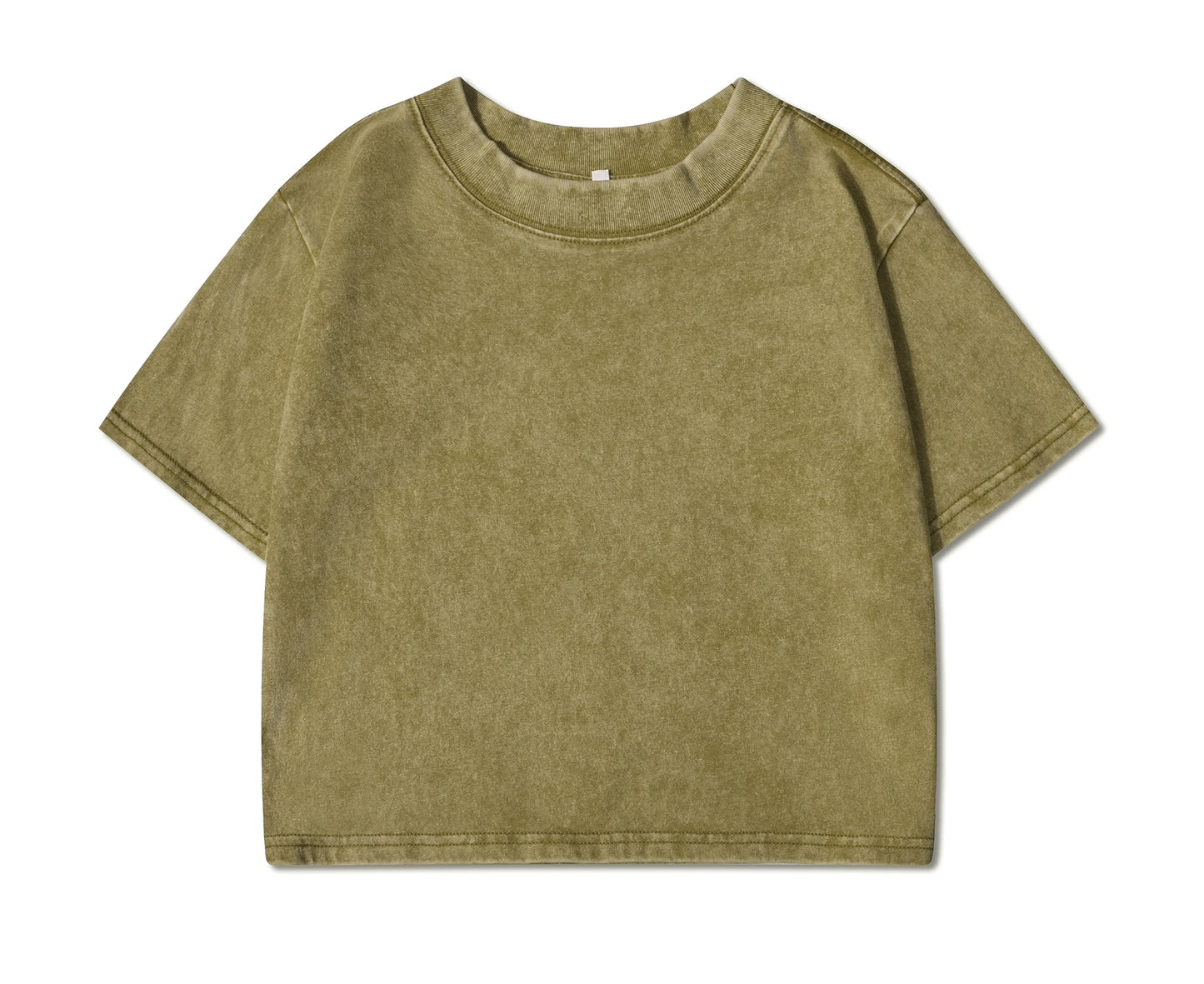Camisetas lavadas 100 % algodón para mujer, tops holgados de cuello redondo, ropa urbana Y2k para mujer, camisetas casuales vintage de manga corta de verano
