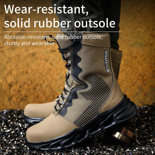 X-Long Work Boots Safety Steel Toe Shoes Men Protective Shoes Anti-smash Anti-puncture High Top Safety Shoes Men Boots