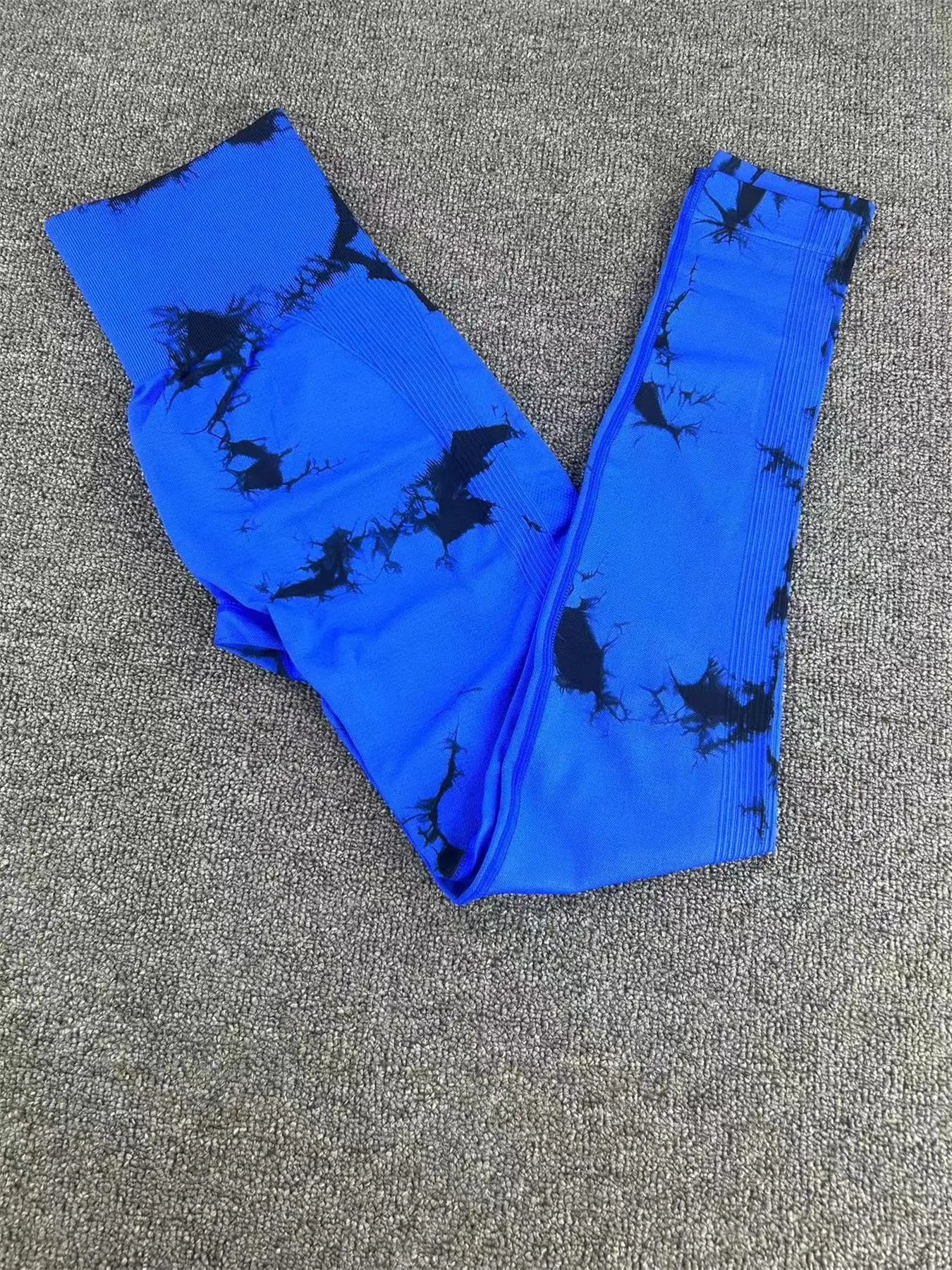 All Seasons Women's Tie Dye Print High Waist Sports Leggings, Breathable Wide Waistband Seamless Skinny Pants for Gym Workout